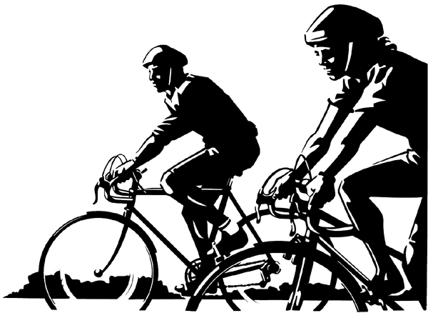Man and woman bike riders vinyl sticker. Customize on line.       Bicycles Motorcycles 009-0102  